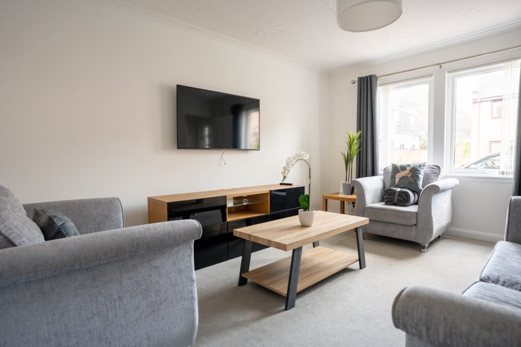 Cozy living room in Insurance stays & accommodation in Bargeddie